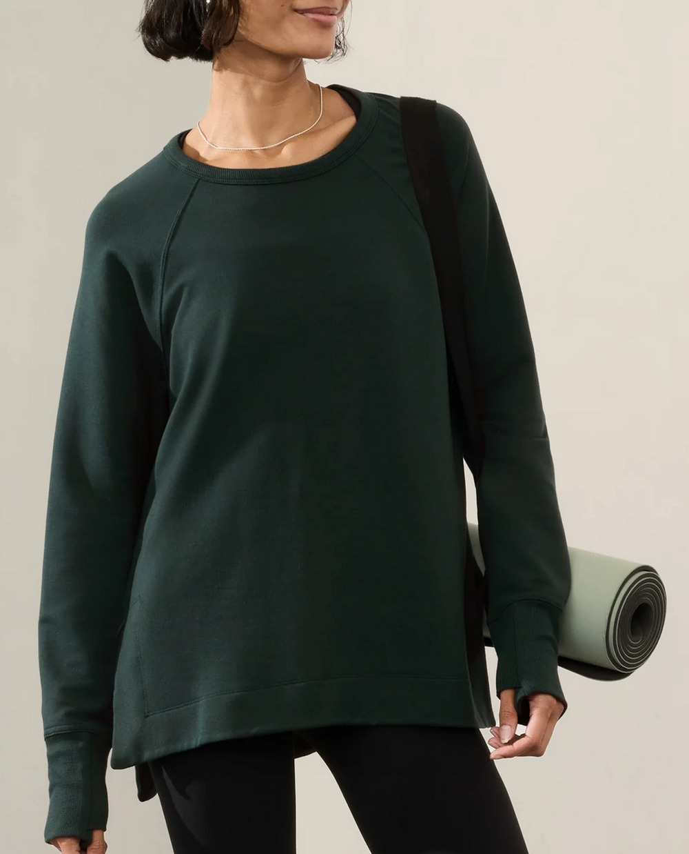 NEW ATHLETA CYPRESS GREEN COASTER LUXE RECOVER SWEATSHIRT 659287 SZ S